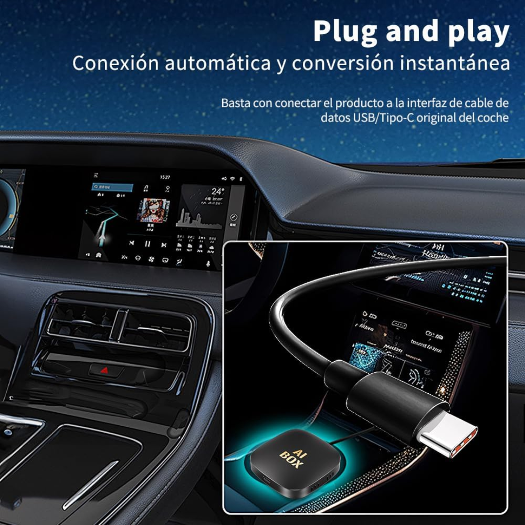 AiBox Pro - 3 en 1 Sistema Android, Carplay & Android Auto Inalámbrico