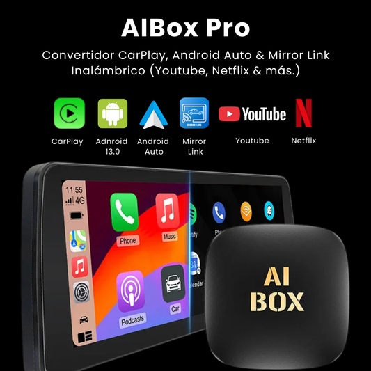 AiBox Pro 3 en 1 - Sistema Android, Carplay, Android Auto & Mirror Link Inalámbrico
